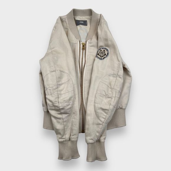 ZADIG & VOLTAIRE Lola Linen Double Zipper Skull Bomber Jacket Women's Medium - Picture 4 of 15